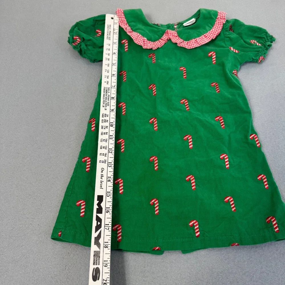 Stitchy Fish Corduroy Dress 2T Holiday Candy Cane Embroidered Southern Green